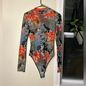 Abstract Multicolor Bodysuit (Sheer)